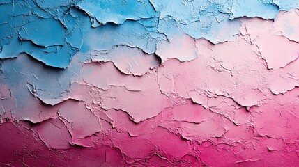 Obraz premium A wrinkled poster is glued to a colorful blue and white painted wall, providing a fresh and modern mockup for creative presentations.
