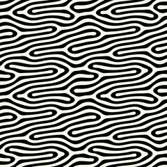 Vector seamless pattern. Free form organic shapes. Stylish smooth weaving structure. Natural zigzag spots. Hand drawn abstract background. Can be used as swatch. Monochrome spotty print.