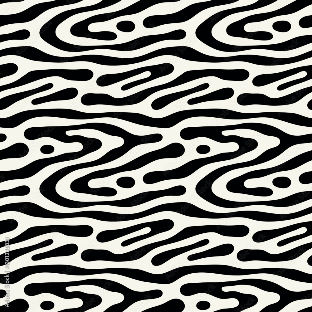 Wall mural vector seamless pattern. free form organic shapes. stylish smooth weaving structure. natural zigzag 