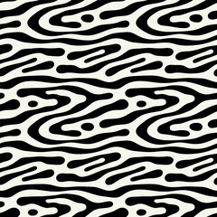 Vector seamless pattern. Free form organic shapes. Stylish smooth weaving structure. Natural zigzag spots. Hand drawn abstract background. Can be used as swatch. Monochrome spotty print.