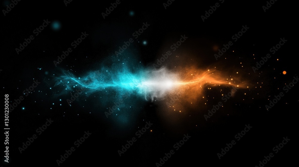Poster dynamic cosmic energy burst abstract background digital art dark environment close-up view visual co