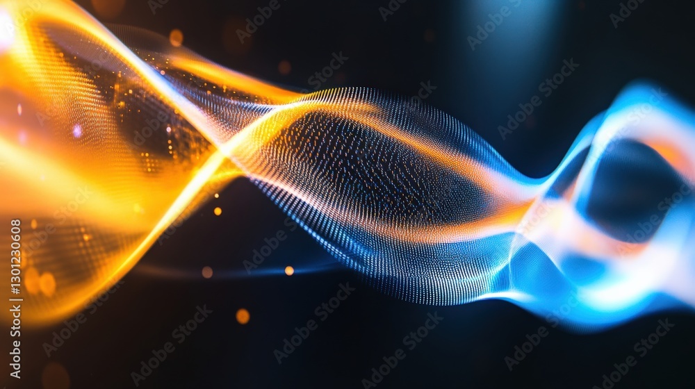 Poster dynamic light waves abstract digital art vibrant colors studio environment close-up view energy and 