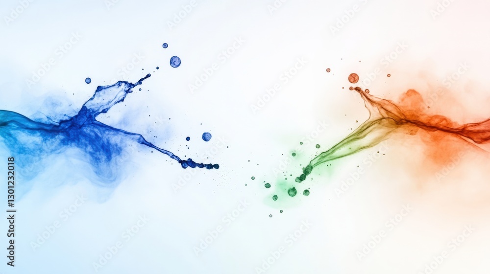 Poster dynamic color splash action fluid motion artistry in abstract design studio environment vibrant tone