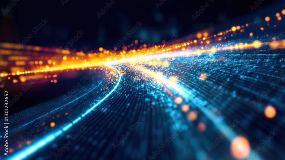 Poster dynamic digital pathways abstract technology scene visual art futuristic environment close-up view c