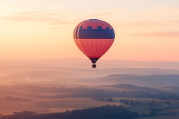 Fototapeta premium Hot Air Balloon Sunrise Over Scenic Landscape