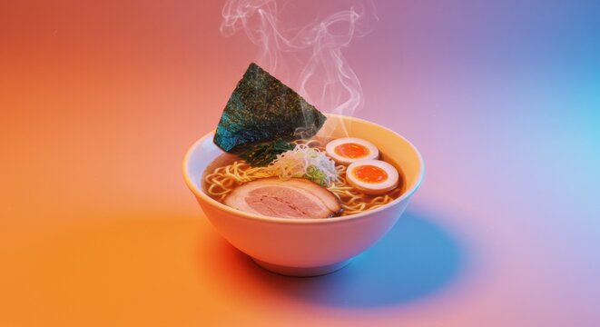 Ramen Bowl Against Rainbow