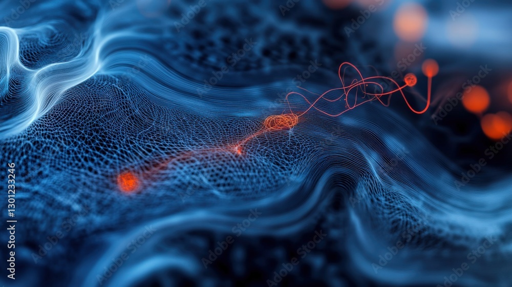 Poster dynamic energy flow visualization abstract digital art colorful waves digital environment close-up v