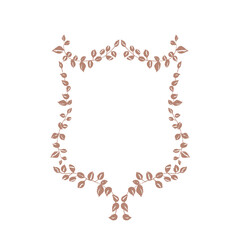 Wedding monogram crest design in mocha mousse color. Floral leaves hand painted 