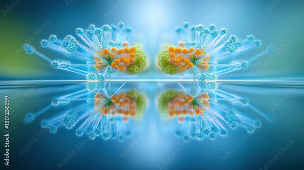 Poster exploring microbial life forms laboratory setting high-detail image scientific environment close-up 