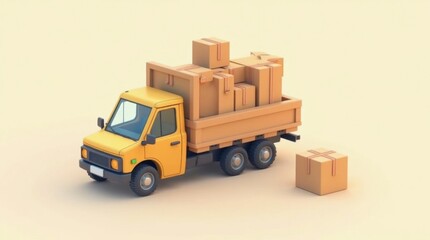 Fast Shipping Delivery Truck with Multiple Packages