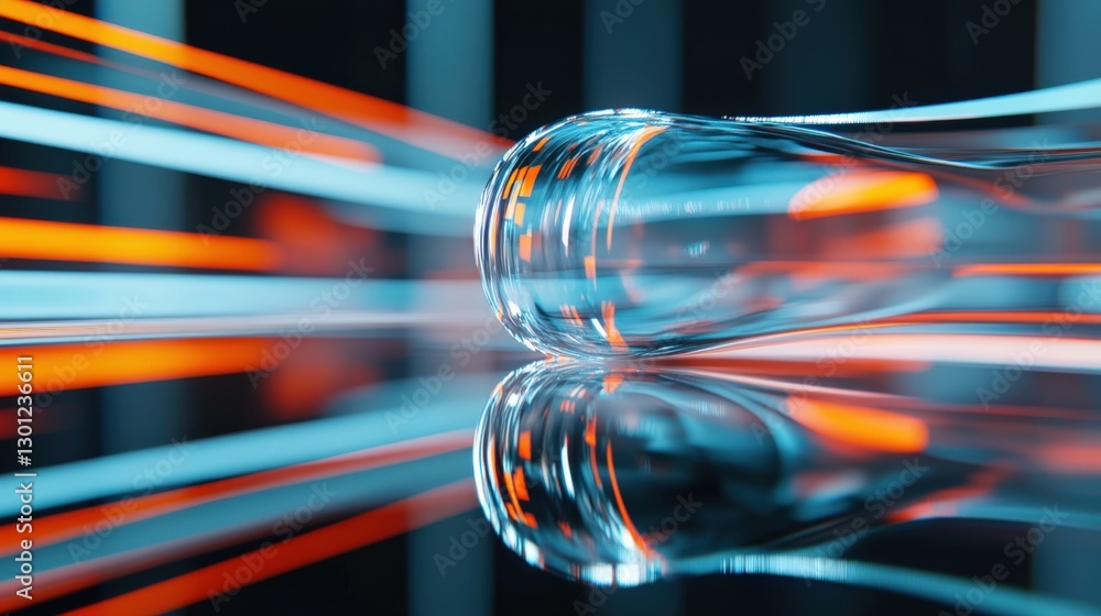 Poster dynamic light reflection of a droplet abstract studio setting high-speed photography modern environm