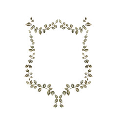 Wedding monogram crest design Floral leaves hand painted 