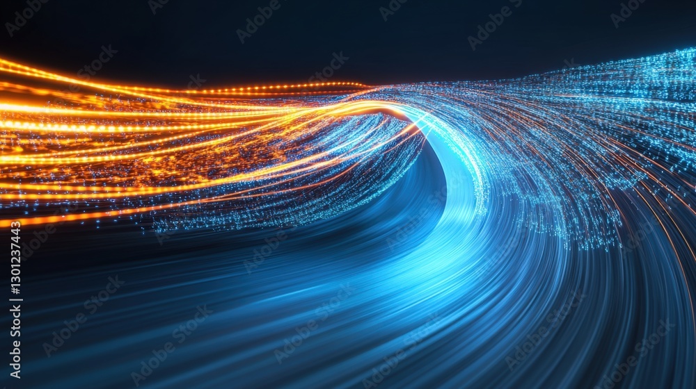 Poster dynamic light trails creating a vibrant scene digital art abstract environment high-tech concept