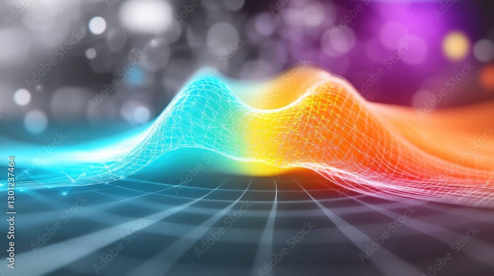 Poster dynamic wave patterns abstract visualization digital art technology close-up visual harmony
