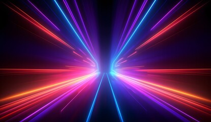 Abstract background with glowing neon lines motion scifi concept. neon background with colorful outlines and light. 