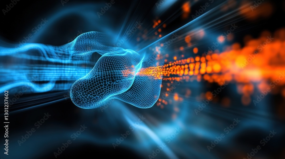 Poster dynamic energy flow visualization abstract space digital art futuristic environment close-up view co