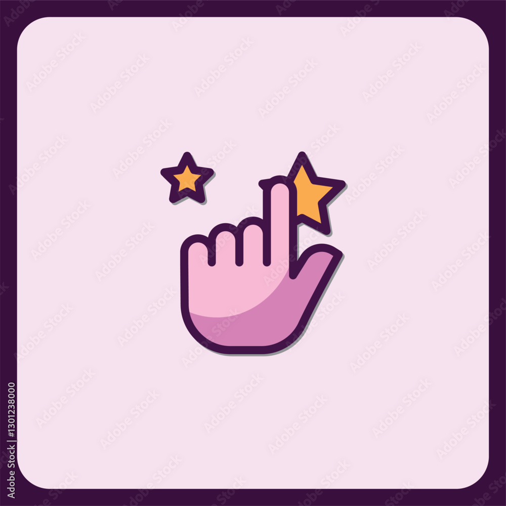 Poster hand selecting a star rating icon, user experience design element