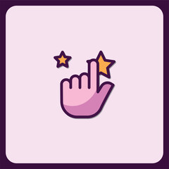 Hand Selecting a Star Rating Icon, User Experience Design Element