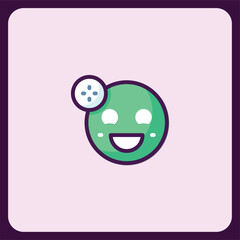 Happy Green Emoticon Icon with Snowflake Design
