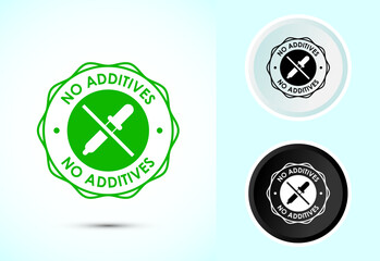 Additives free icon design illustration. No additives symbol for food packaging, Color black and white