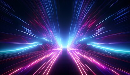 Abstract background with glowing neon lines motion scifi concept. neon background with colorful outlines and light. 