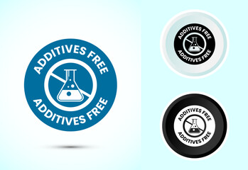 Additives free icon design illustration. No additives symbol for food packaging, Color black and white