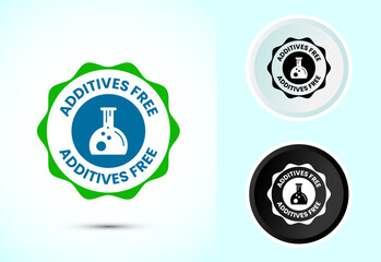 Additives free icon design illustration. No additives symbol for food packaging, Color black and white