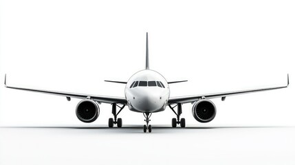 White passenger airplane isolated on white background.