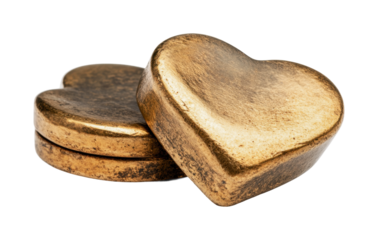 Elegant golden heart-shaped decorations as a romantic gift idea for special occasions and celebrations, cut out