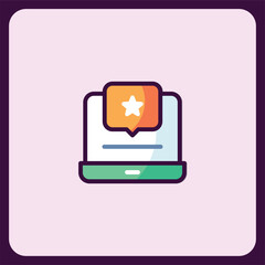 Laptop with Star Rating Feedback Icon Illustration