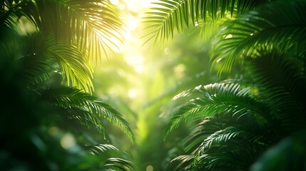 An Enchanting Tropical Atmosphere with Vibrant Palms and Abundant Lush Greenery