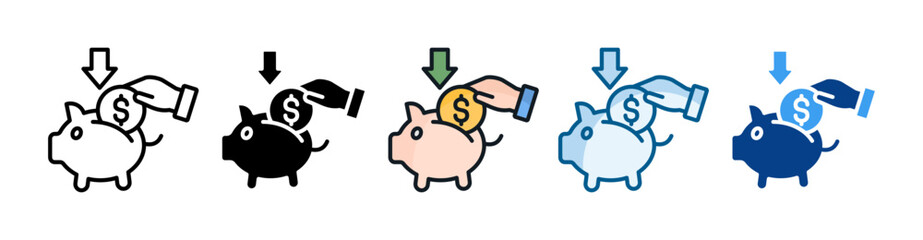 Cost Savings  Icon Set Multiple Style Collection