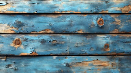 Fototapeta premium Timeless Charm: A Serene Rustic Wooden Surface with Blue Tints and Brown Spots