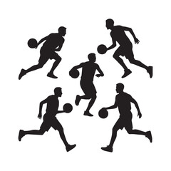Vector set of Basketball players silhouettes, Basketball silhouettes white background