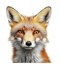 Fototapeta premium Unique depiction of a fox showcasing its detailed expression and vibrant colors for art and design projects, cut out