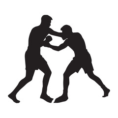 muay thai silhouettes white background