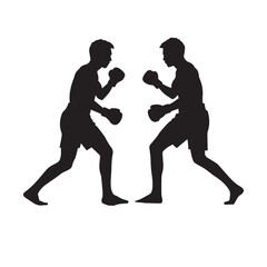 muay thai silhouettes white background
