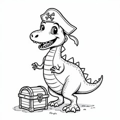Pirate Dinosaur Coloring Page for Kids
