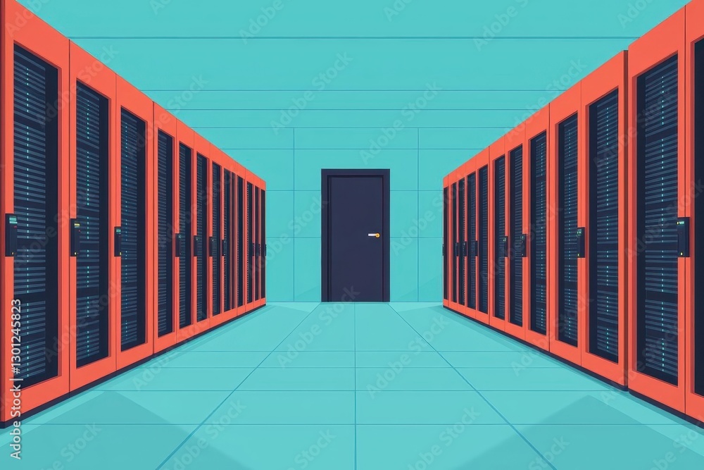 Aufkleber big data cybersecurity network security identity management. secure server room with biometric and p