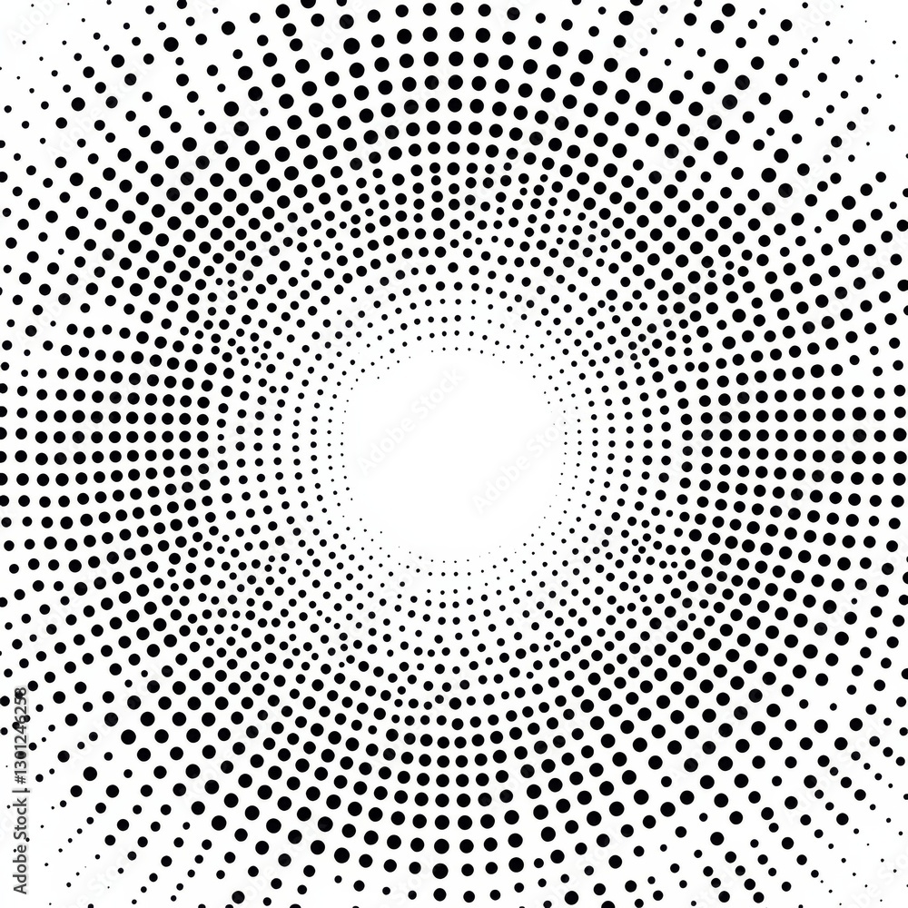 Aufkleber Halftone Circle Pattern Background: A Minimalist Abstract Design with Radial Black Dots on White 