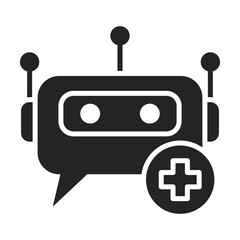 Health Chatbot Icon Glyph Style. Vector Illustration For Graphic Design