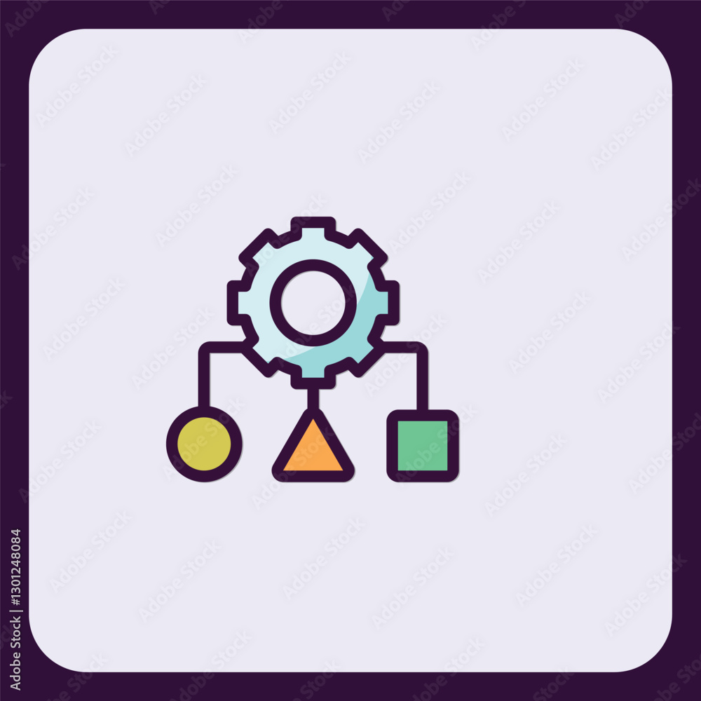 Aufkleber stylized workflow icon with gear, circle, triangle, and square elements