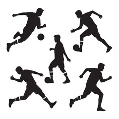 Silhouettes illustration of Amputee football player. Disabled athletes with different action, pose. Isolated on white background. Graphic vector