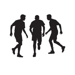 Silhouettes illustration of Amputee football player. Disabled athletes with different action, pose. Isolated on white background. Graphic vector