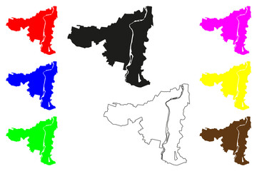 Kutaisi city (Georgia country) map vector illustration, scribble sketch Kutaisi map