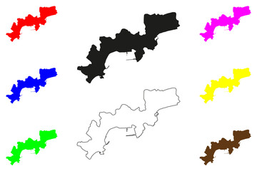 Kavala city (Greece, Hellenic Republic, Eastern Macedonia and Thrace region) map vector illustration, scribble sketch Kavala map