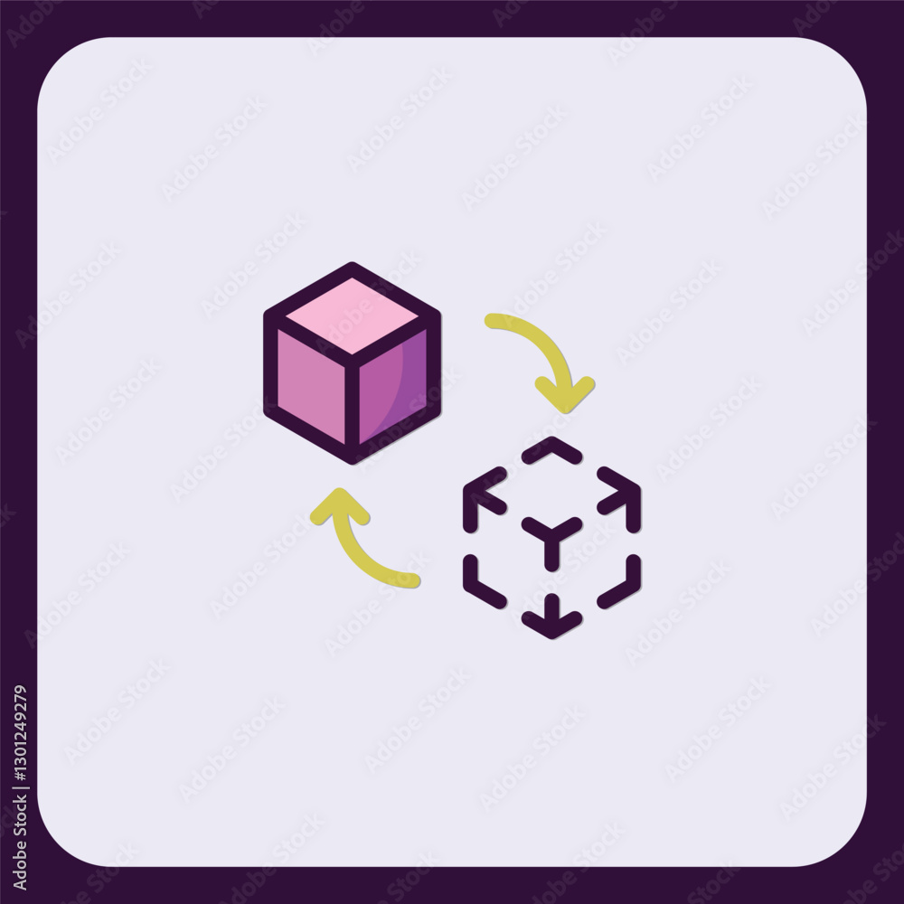 Poster dynamic transformation icon showcasing the concept of data flow and movement