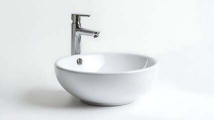 Fototapeta premium Modern bathroom sink asset in-house furniture white background minimalistic viewpoint stylish home item