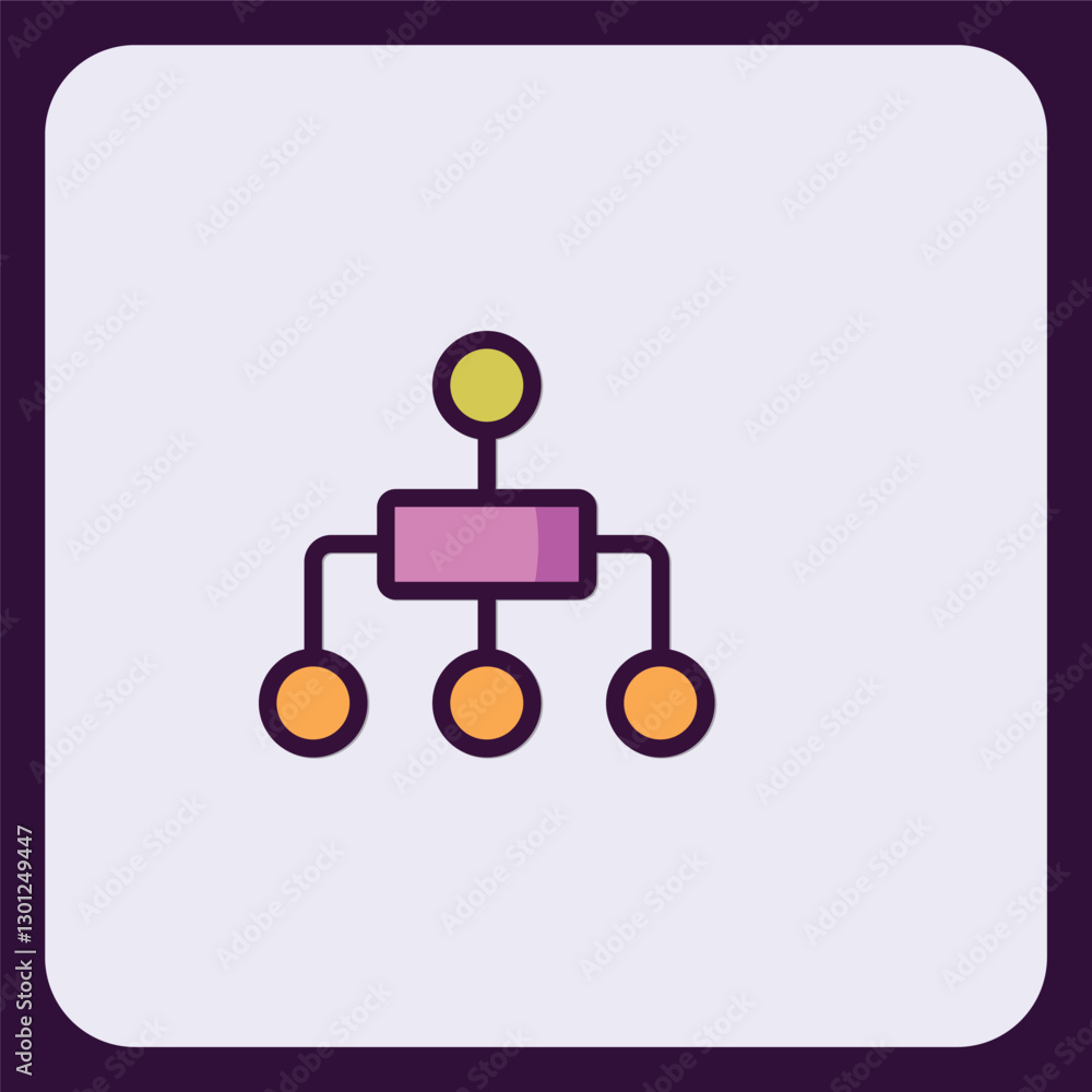 Poster flowchart icon representing data management or business structure processes