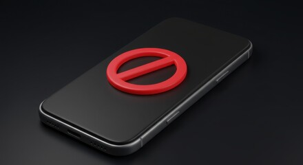 Fototapeta premium Restricted Mobile Phone Screen with Red Forbidden Sign